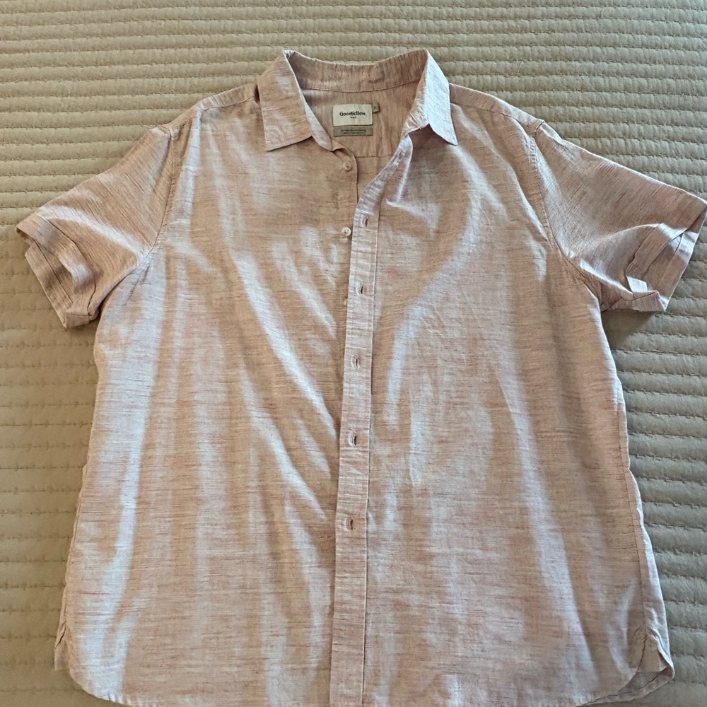 Goodfellow & Co Men's Light Pink Short Sleeve Button-Up Shirt